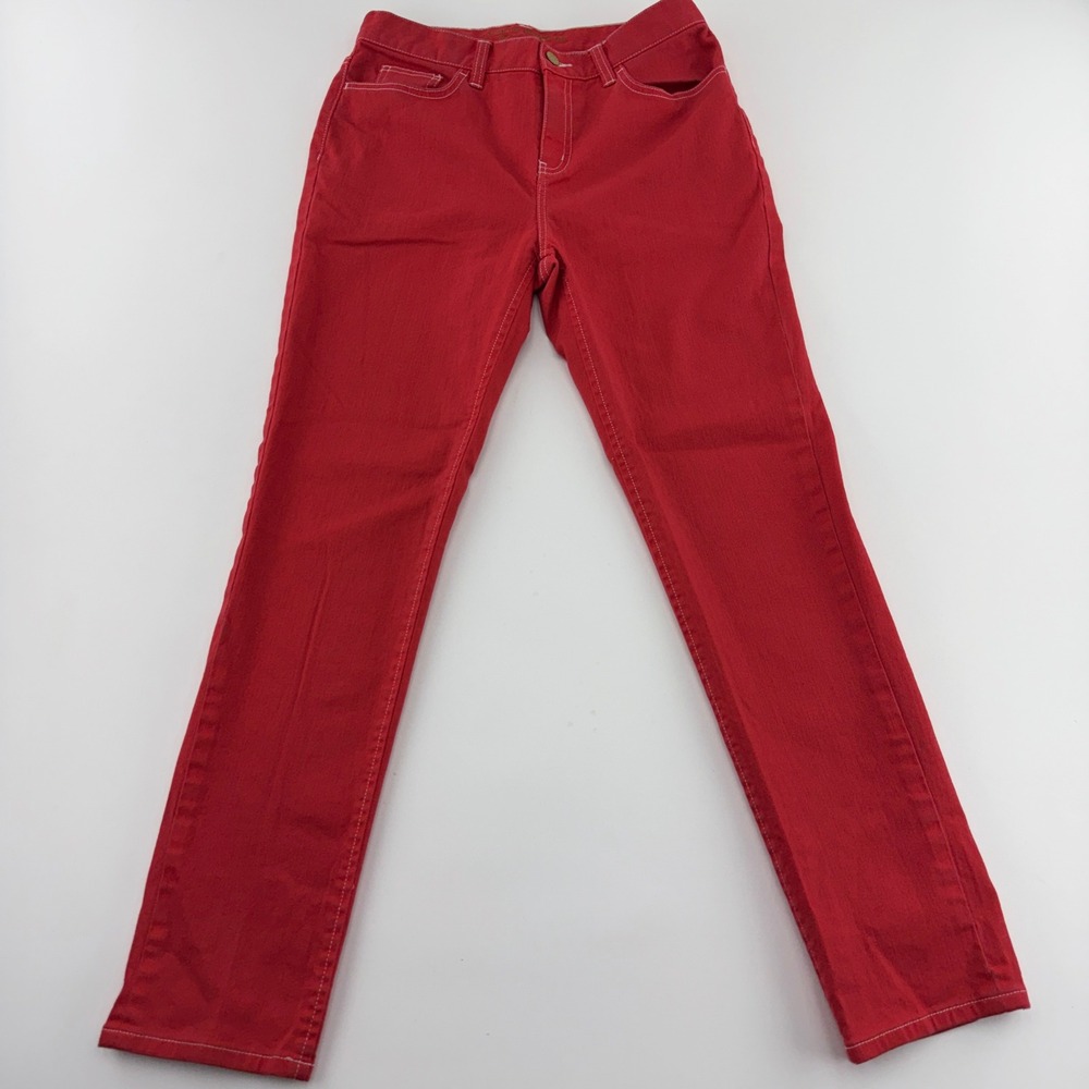 Lauren Ralph Lauren Jeans Co Womens 2 Red Straight Leg White Contrast Stitching